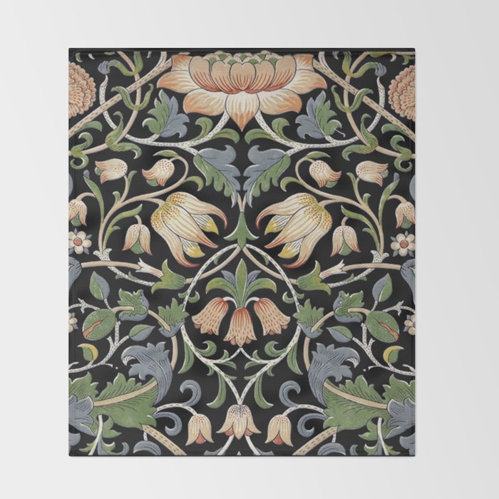William Morris Lodden Border Midnight Indigo Throw Blanket Gallery Image 2