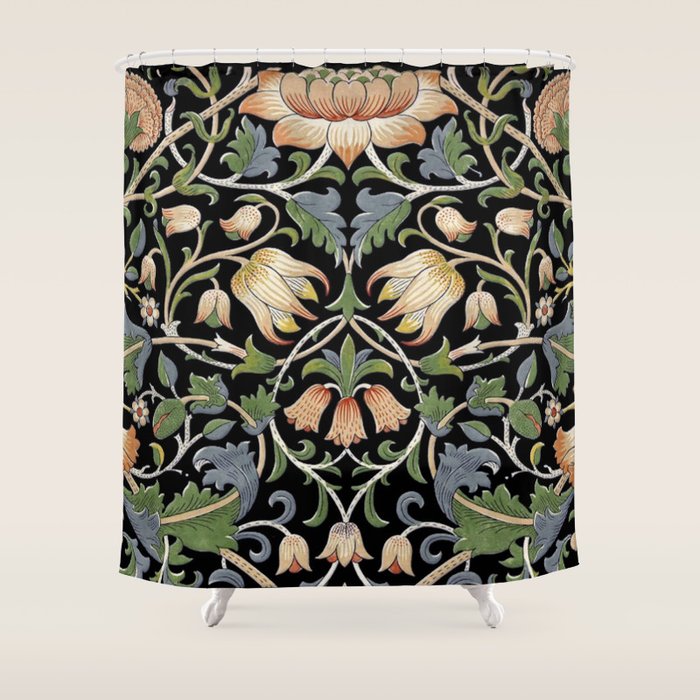 William Morris Lodden Border Midnight Indigo Shower Curtain Gallery Image 1
