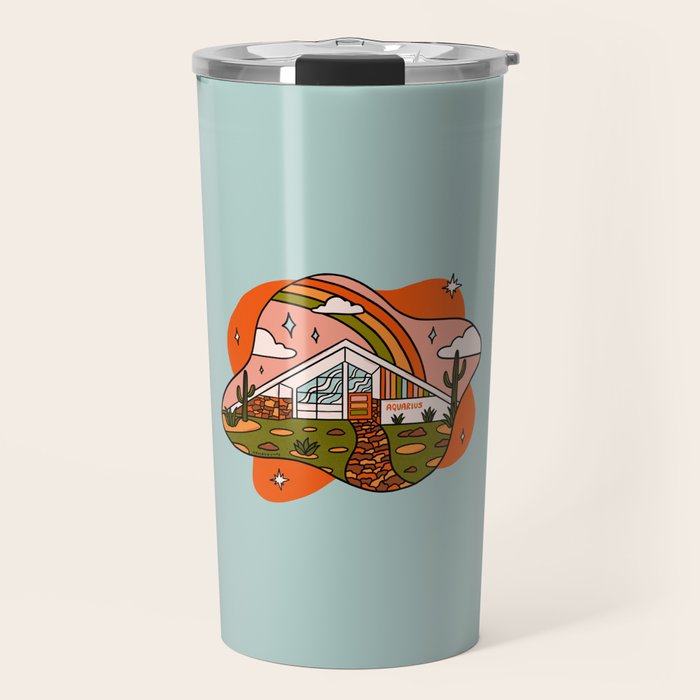 Aquarius Mid Century House Travel Mug Gallery Image 1