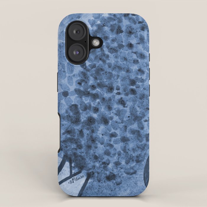 Garden Lilac Flower Painting in Navy Blue iPhone Case Gallery Image 1