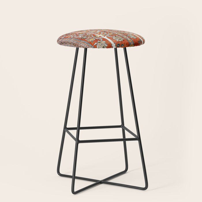 Silk Tabriz Northwest Persian Rug Print Stool Gallery Image 1