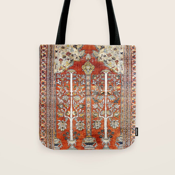 Silk Tabriz Northwest Persian Rug Print Tote Bag Gallery Image 1