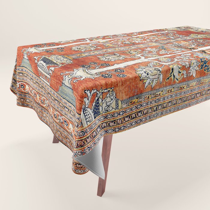 Silk Tabriz Northwest Persian Rug Print Tablecloth Gallery Image 1