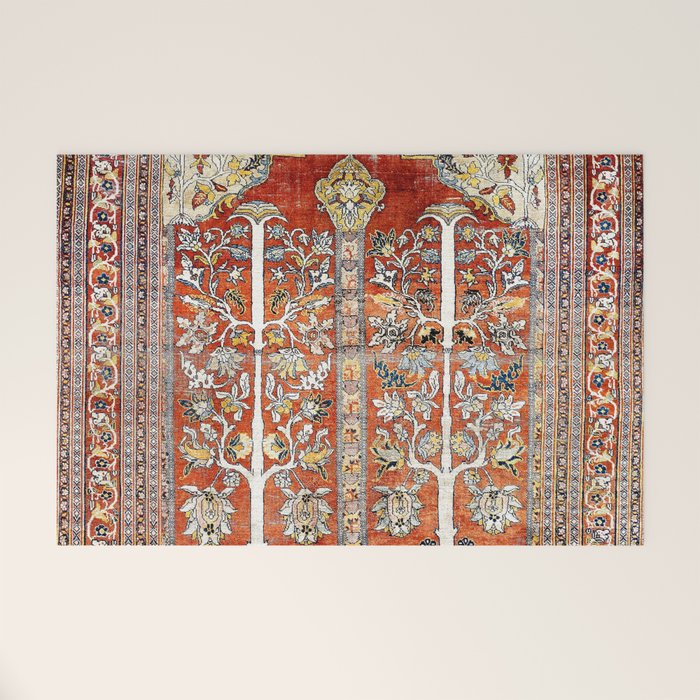 Silk Tabriz Northwest Persian Rug Print Welcome Mat Gallery Image 1