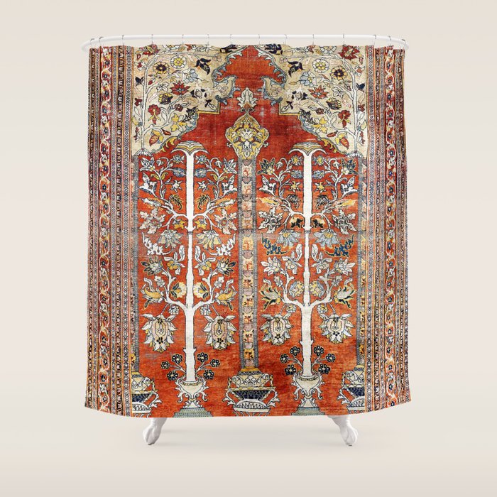 Silk Tabriz Northwest Persian Rug Print Shower Curtain Gallery Image 1