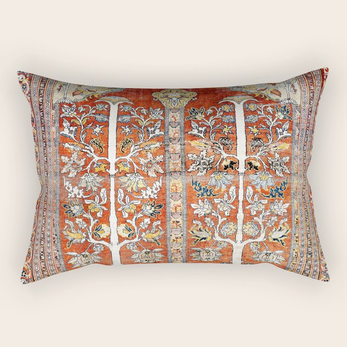 Silk Tabriz Northwest Persian Rug Print Rectangular Pillow Gallery Image 2