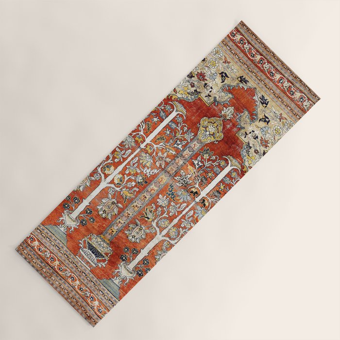 Silk Tabriz Northwest Persian Rug Print Yoga Mat Gallery Image 1