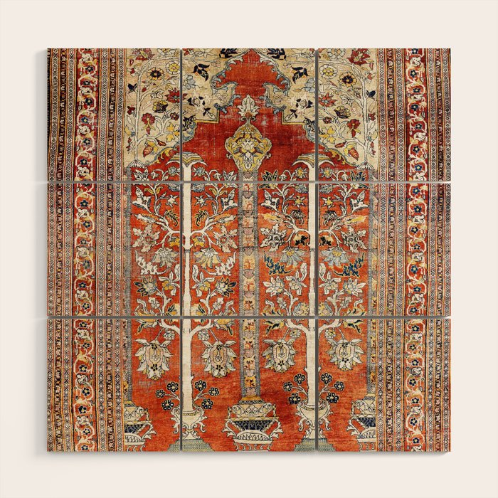 Silk Tabriz Northwest Persian Rug Print Wood Wall Art Gallery Image 1