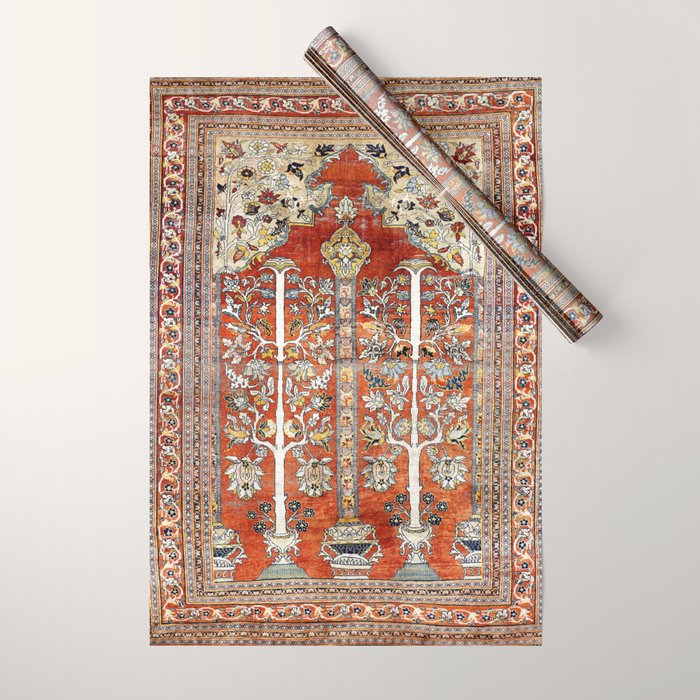 Silk Tabriz Northwest Persian Rug Print Wrapping Paper Gallery Image 1