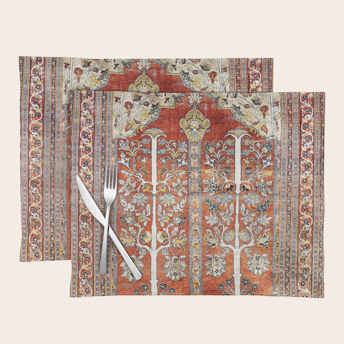 Silk Tabriz Northwest Persian Rug Print Placemat Gallery Image 1