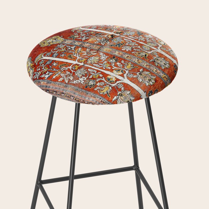 Silk Tabriz Northwest Persian Rug Print Stool Gallery Image 2