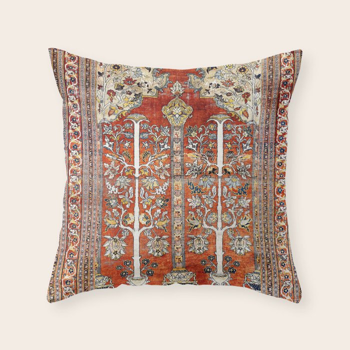 Silk Tabriz Northwest Persian Rug Print Throw Pillow Gallery Image 6