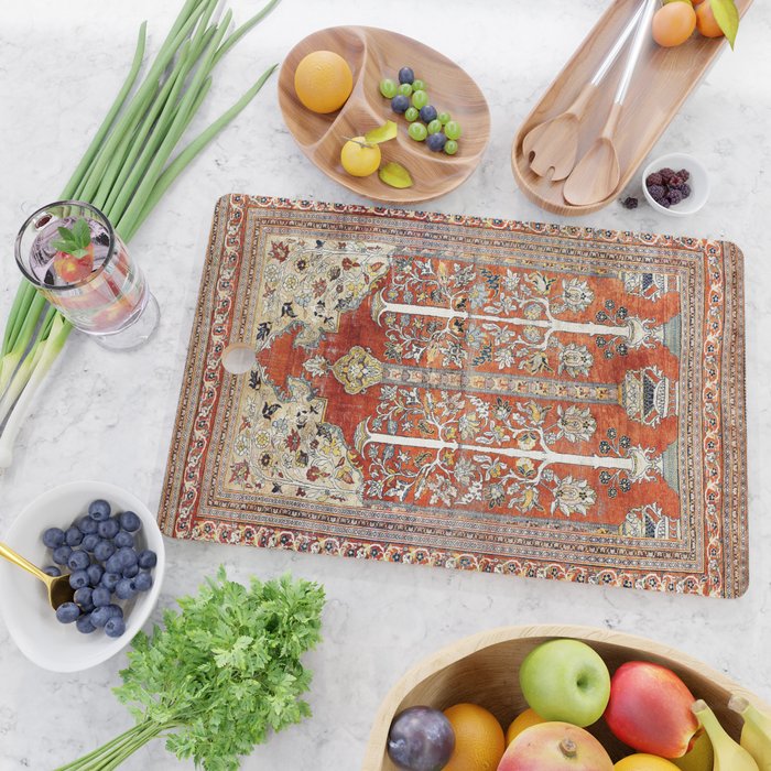 Silk Tabriz Northwest Persian Rug Print Cutting Board Gallery Image 2