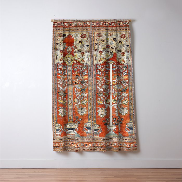 Silk Tabriz Northwest Persian Rug Print Window Curtain Gallery Image 3