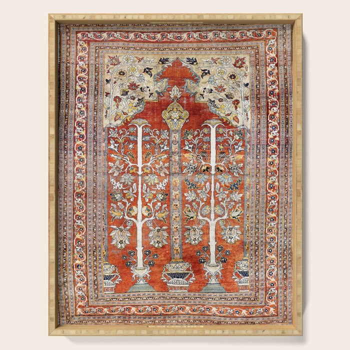 Silk Tabriz Northwest Persian Rug Print Serving Tray Gallery Image 1