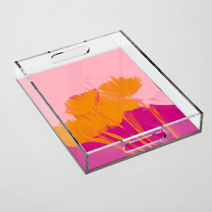 Bloom In Orange & Pink Acrylic Tray Gallery Image 1