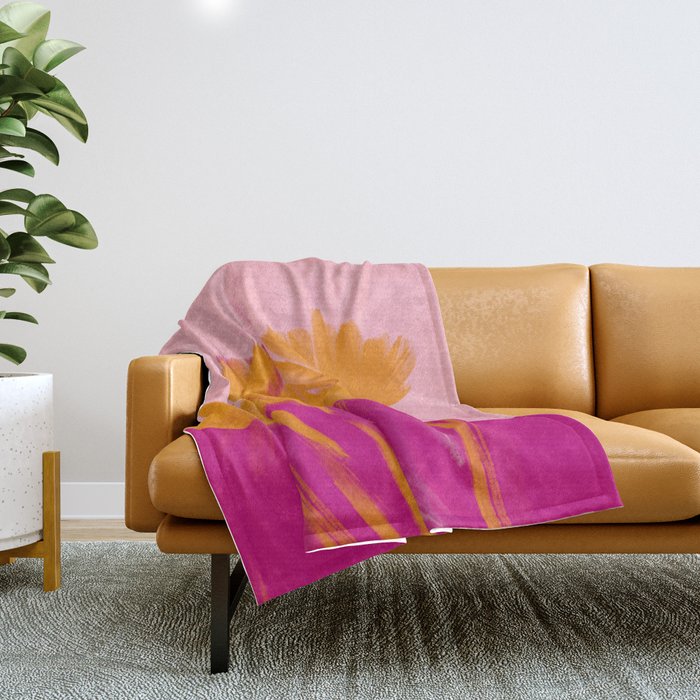 Bloom In Orange & Pink Throw Blanket Gallery Image 1