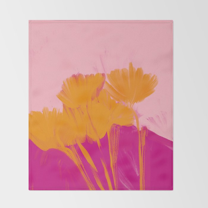 Bloom In Orange & Pink Throw Blanket Gallery Image 2