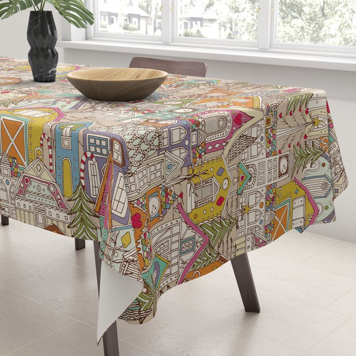vintage gingerbread town Tablecloth Gallery Image 3