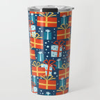 Christmas presents red and blue pattern Travel Mug Gallery Image 1