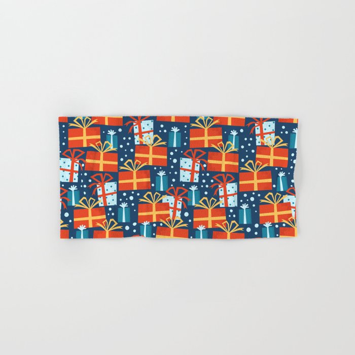 Christmas presents red and blue pattern Bath Towel Gallery Image 1