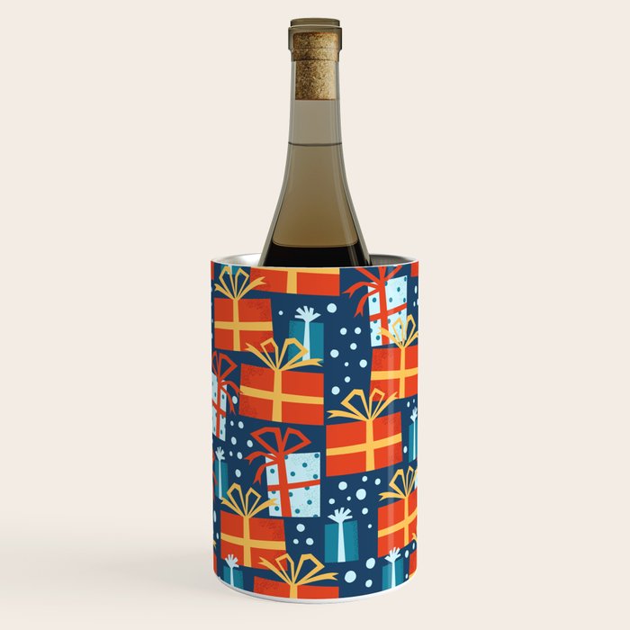 Christmas presents red and blue pattern Wine Chiller Gallery Image 2