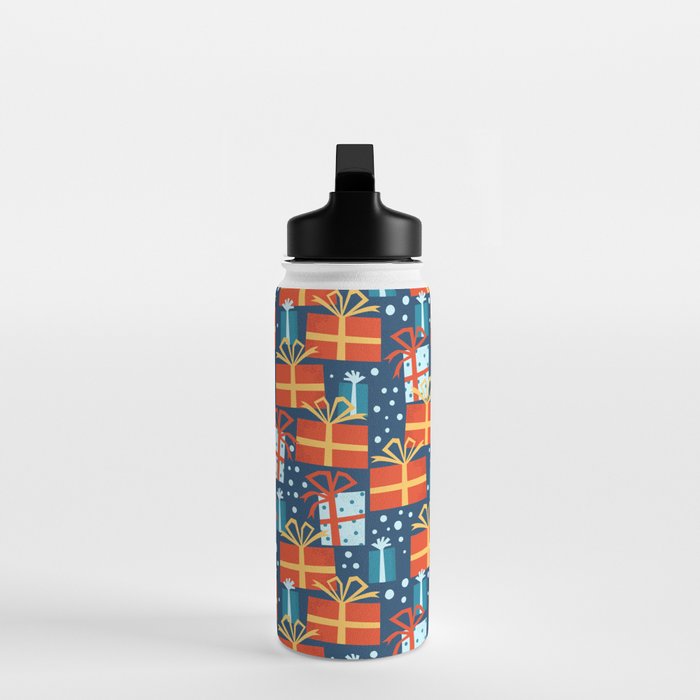Christmas presents red and blue pattern Water Bottle Gallery Image 3