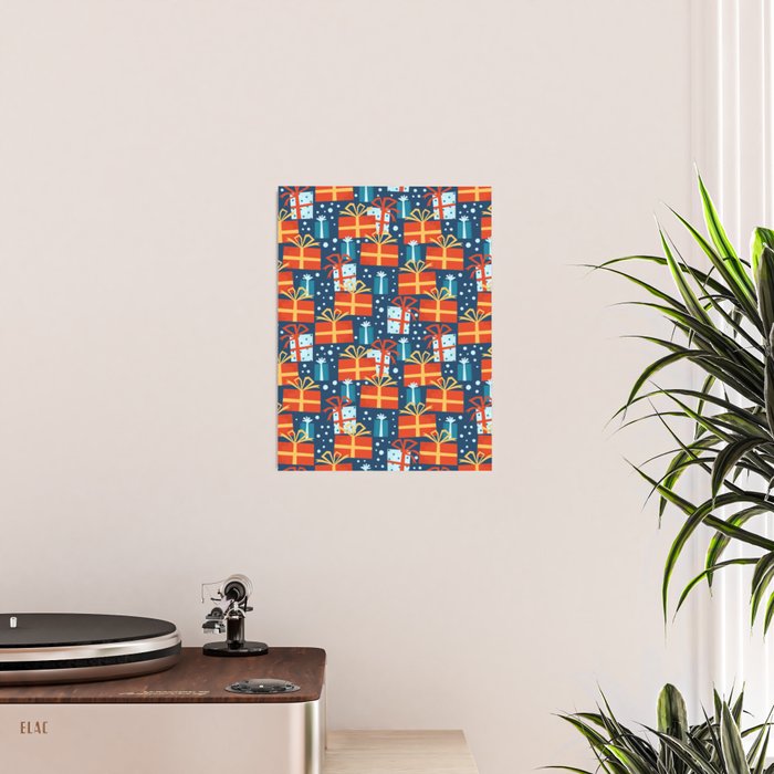 Christmas presents red and blue pattern Poster Gallery Image 2