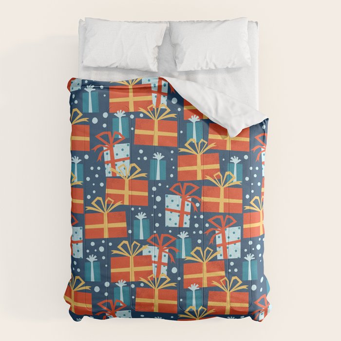 Christmas presents red and blue pattern Comforter Gallery Image 6