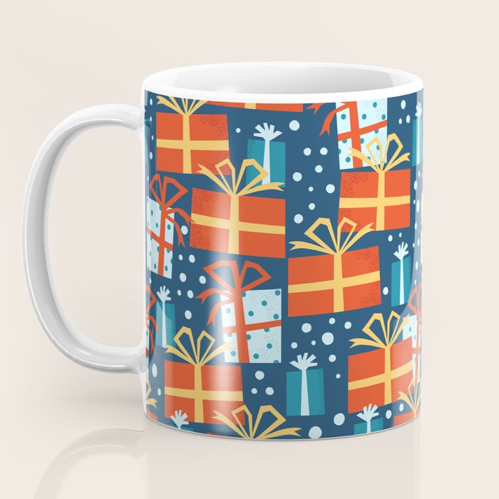 Christmas presents red and blue pattern Coffee Mug Gallery Image 3