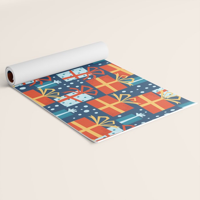 Christmas presents red and blue pattern Yoga Mat Gallery Image 2