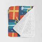 Christmas presents red and blue pattern Throw Blanket Gallery Image 3