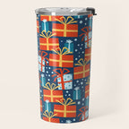 Christmas presents red and blue pattern Travel Mug Gallery Image 2