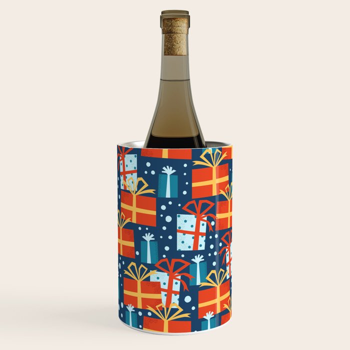 Christmas presents red and blue pattern Wine Chiller Gallery Image 1
