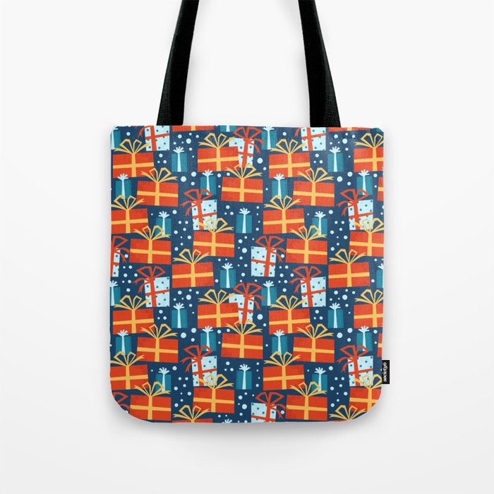 Christmas presents red and blue pattern Tote Bag Gallery Image 1