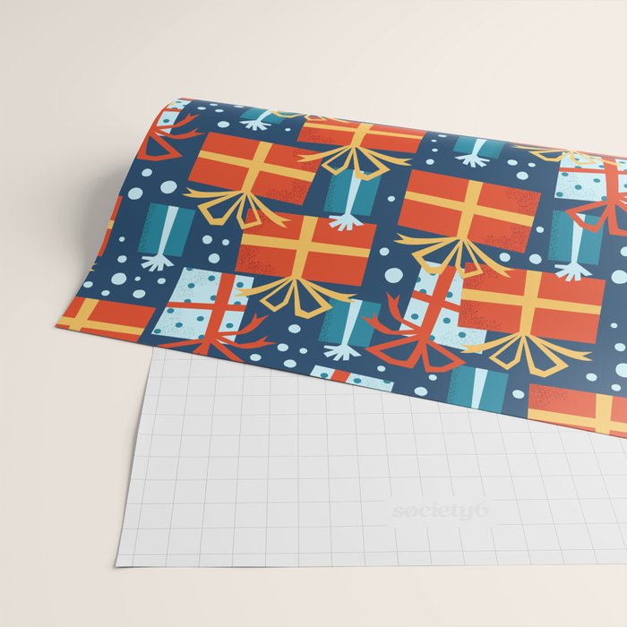 Christmas presents red and blue pattern Wrapping Paper Gallery Image 2