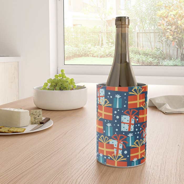 Christmas presents red and blue pattern Wine Chiller Gallery Image 4