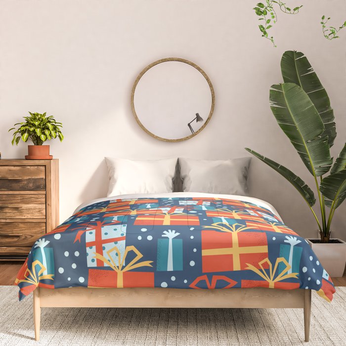 Christmas presents red and blue pattern Comforter Gallery Image 3