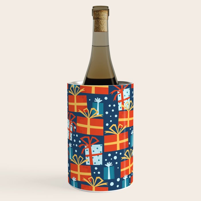 Christmas presents red and blue pattern Wine Chiller Gallery Image 3