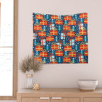 Christmas presents red and blue pattern Wall Tapestry Gallery Image 2