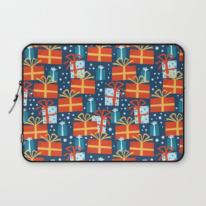 Christmas presents red and blue pattern Laptop Sleeve Gallery Image 1