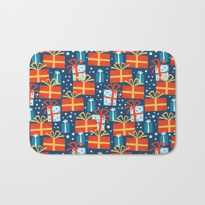 Christmas presents red and blue pattern Bath Mat Gallery Image 1