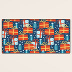 Christmas presents red and blue pattern Desk Mat Gallery Image 3