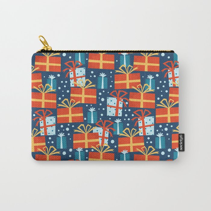 Christmas presents red and blue pattern Carry All Pouch Gallery Image 1