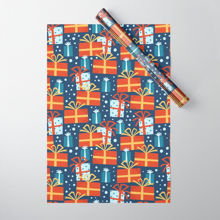 Christmas presents red and blue pattern Wrapping Paper Gallery Image 1