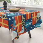 Christmas presents red and blue pattern Tablecloth Gallery Image 3