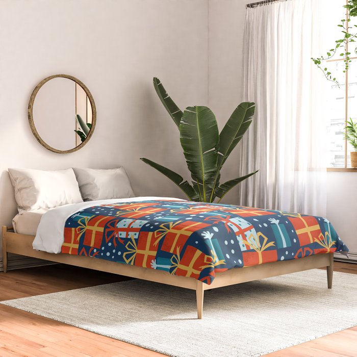 Christmas presents red and blue pattern Comforter Gallery Image 2