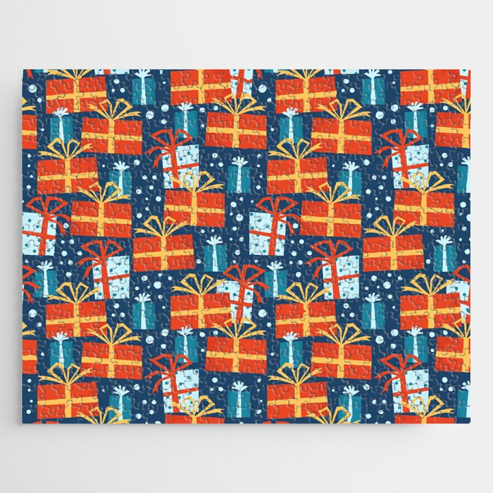 Christmas presents red and blue pattern Jigsaw Puzzle Gallery Image 1