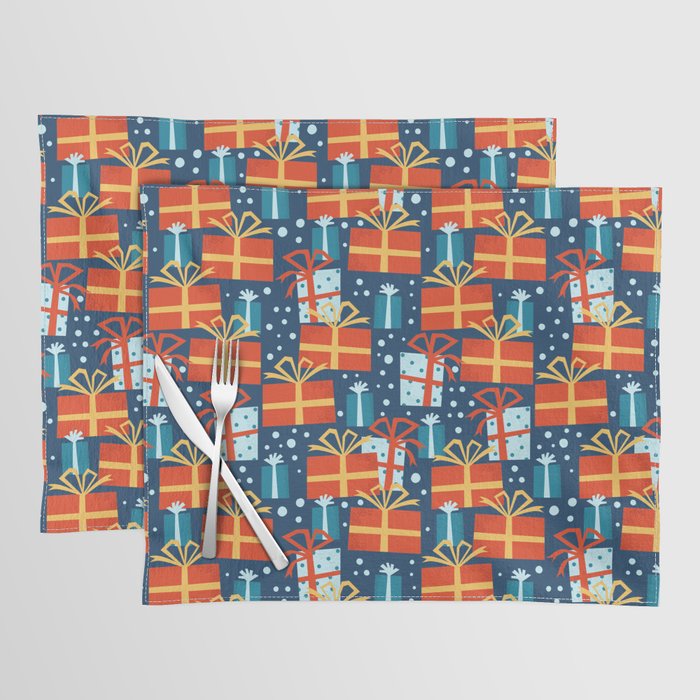 Christmas presents red and blue pattern Placemat Gallery Image 1