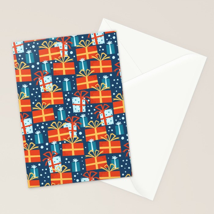 Christmas presents red and blue pattern Stationery Card Gallery Image 2